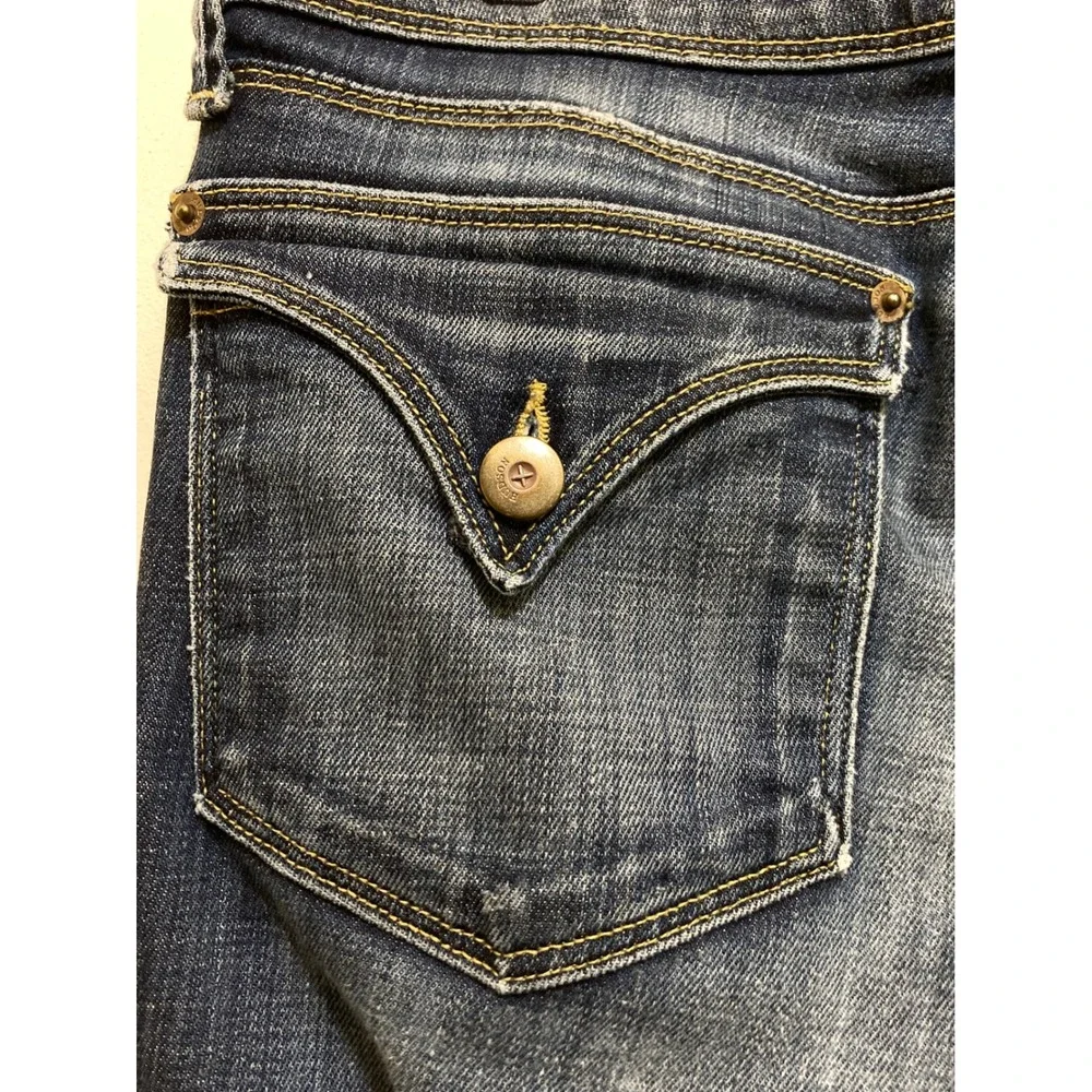 Hudson Beth Straight Jeans Womens 29 Blue Stretch Denim Flap Pockets Stretch Y2K - Picture 10 of 13